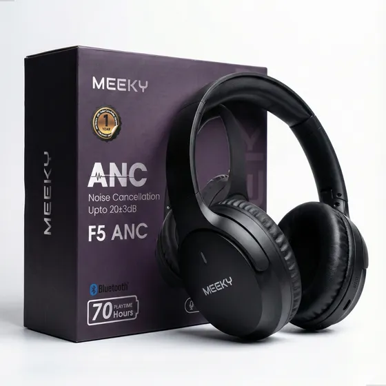 Headphone ANC Meeky F5 Cancelamento de Ruído Ativo Bluetooth 5.4 Multiponto 70h Bateria Home Office